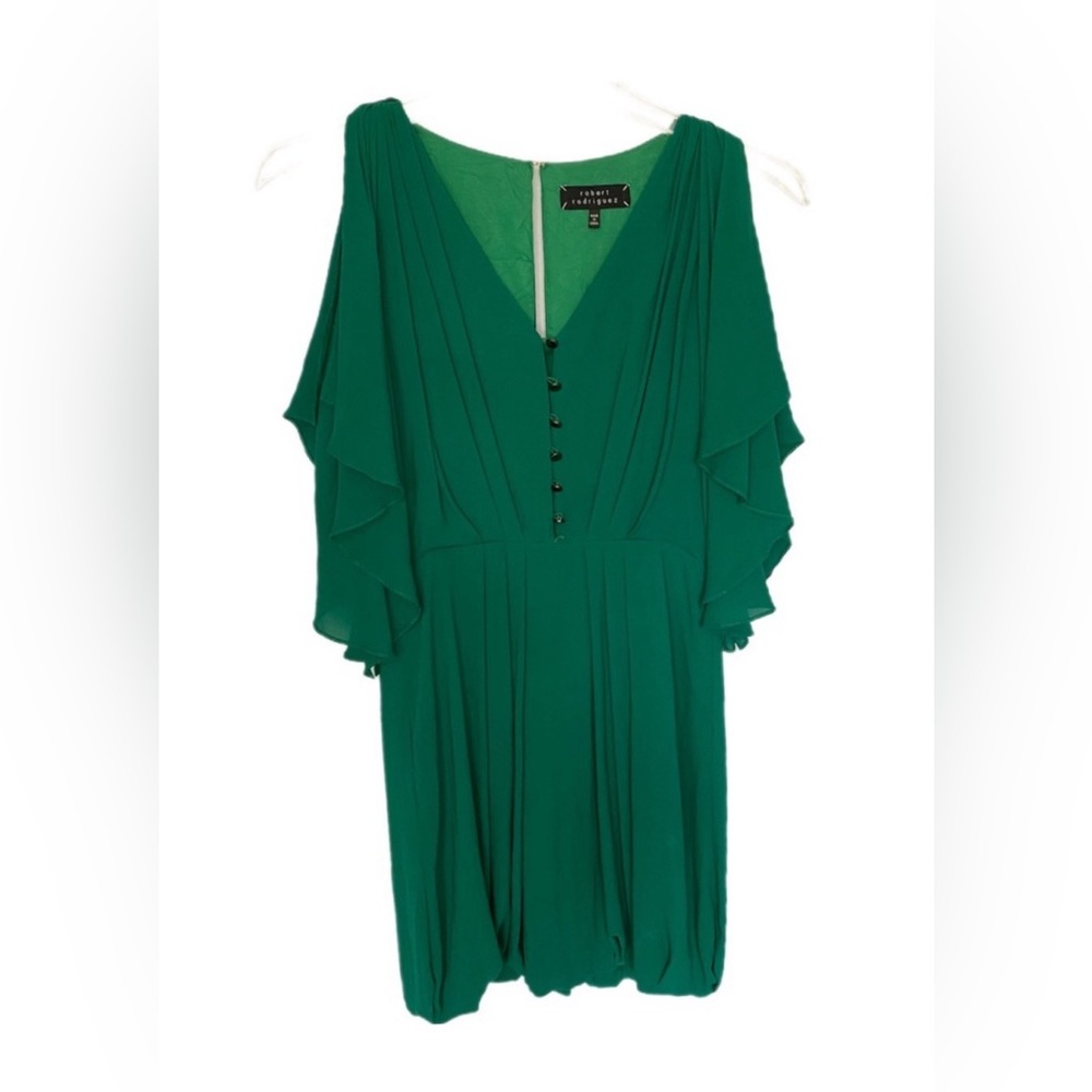 Robert Rodriguez Green Flutter Sleeve Mini Dress